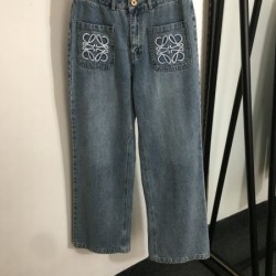 ロエベ (LOEWE) 2025SS新作 アナグラム刺繍 デニムジーンズ 夏季新作