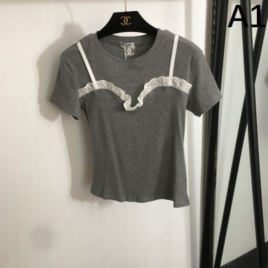 シャネル (CHANEL) 2025SS ロゴ刺繍 半袖Tシャツ 定番人気モデル