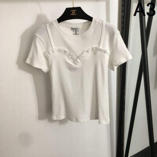 シャネル (CHANEL) 2025SS ロゴ刺繍 半袖Tシャツ 定番人気モデル