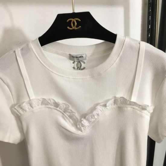 シャネル (CHANEL) 2025SS ロゴ刺繍 半袖Tシャツ 定番人気モデル