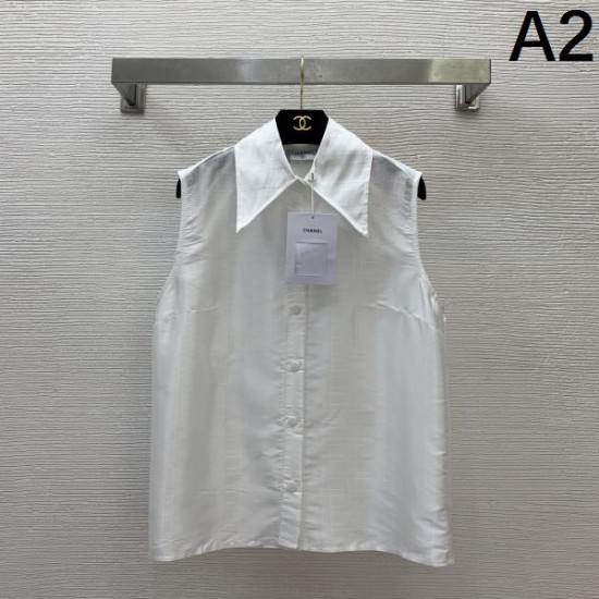 シャネル (CHANEL) 2025SS新作 サテン ノースリーブシャツ エレガント