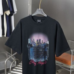 2025SS BALENCIAGA バレンシアガ 芸能人愛用モノクロデザイン 半袖Tシャツ ハイブランド風ストリートスタイル