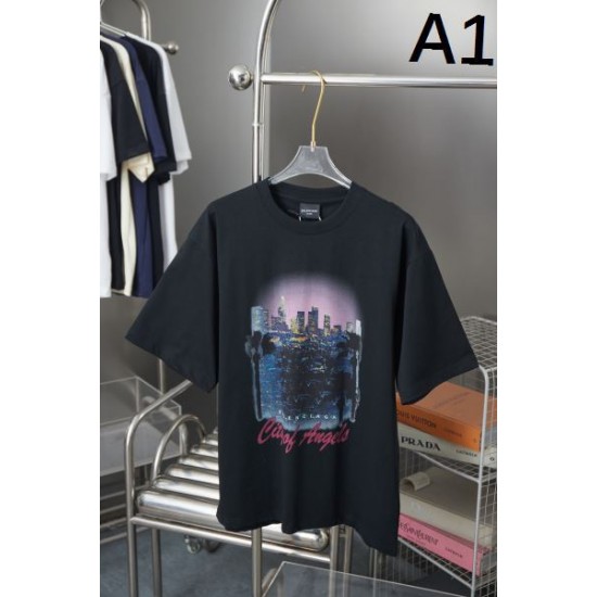 2025SS BALENCIAGA バレンシアガ 芸能人愛用モノクロデザイン 半袖Tシャツ ハイブランド風ストリートスタイル