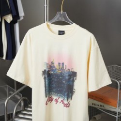 2025SS BALENCIAGA バレンシアガ 芸能人愛用モノクロデザイン 半袖Tシャツ ハイブランド風ストリートスタイル