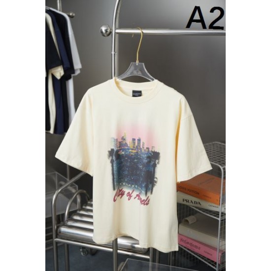 2025SS BALENCIAGA バレンシアガ 芸能人愛用モノクロデザイン 半袖Tシャツ ハイブランド風ストリートスタイル