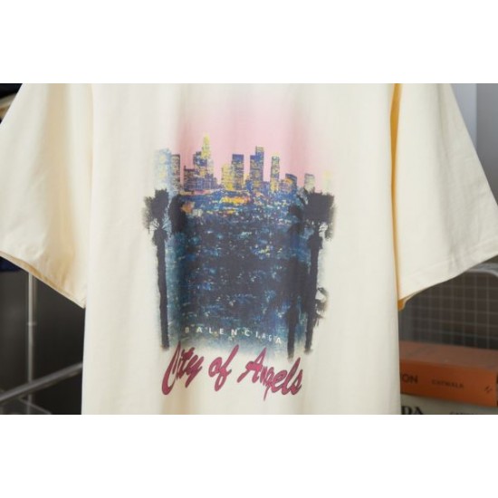 2025SS BALENCIAGA バレンシアガ 芸能人愛用モノクロデザイン 半袖Tシャツ ハイブランド風ストリートスタイル